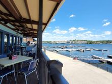 “Dog Days” restaurant and a view of the attached marina.