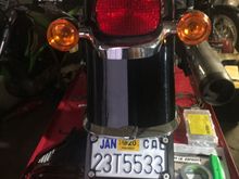 Off the fender and where I like it. Now to add the license plate light.