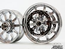 Chrome Impeller wheels with mirror-polished front discs and chrome plated front disc hardware from Sport Chrome.