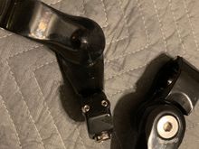 Aftermarket short angled Highway peg mounts. Has some chips and marks. Allen bolt is slightly rounded, but still is usable. 

$40 Shipped