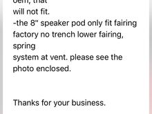 I emailed them when I saw this post. It’s difficult to interpret. 

Is saying it will only work in their lower fairing? 

I’m not sure they will fit without a little finessing? 