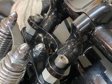 Oh, What Bars?
I’m keeping my Digital Dash. (I actually Like it) so, gotta Run Risers. (Yes, I’ve seen the Dash Mount for T-Bars,... I have T-Bars on another bike, I don’t want to repeat that bike) 
Springer Risers are 4 ¾” OC. Breakout Dash is for a 3 ½” spread. 
They make an Adapter, and tell you it doesn’t work on a HD Springer,... look under it! Lil V-TwinRiser Studs. They thread into the ⅝” fine thread Springer Leg, and are drilled n tapped for ½” coarse thread. 
And It works.