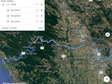 Jenner along Russian River to Santa Rosa 101