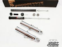 Sport Chrome fork lowers with Progressive Monotube Fork Cartridges
