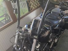 Controls mounted. Rerouting and hiding brake line and clutch cable. 