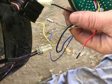 New light. Red is brake light. Blue is left turn. Yellow is right turn. White is running. Black is negative. 