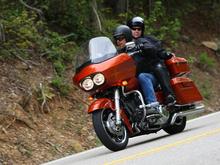 Tail of the Dragon. Handled great; we normally each ride our own Dynas; still preffer the lighter bikes solo