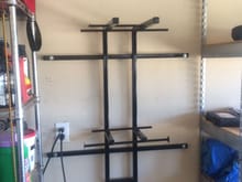 Rack I built from square tube and round solid tube, $29.00 for materials.