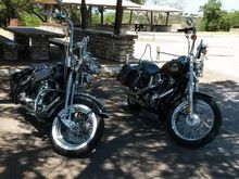 Mine and my brothers bikes at the top of chalk mountain.