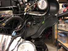 Mounted the homelink in the fairing with the 3M heavy duty velcro.