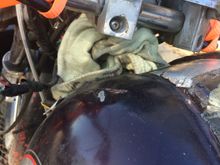 The kids sweater was a cushion under the gas tank