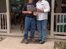 T receiving the farthest traveled trophy. It's an RF PBR 300X4 with a hole thru it delivered from 165 grains of .270WSM. Jake was very proud to provide the cooling hole that thing should have always had!!!