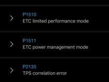 Trouble codes off of the fp3 showing tps 2 error