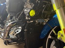 Ignore the painters tape here, I used that to help me measure from the center point. This was before I put the radiator cover and skid plate back on. 