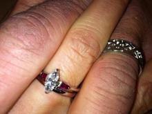 He first gave me the diamond in 1993 but life got in the way. Wedding ring was my grandmas and a new ring for him.  Marrying the love of my life was worth the wait.