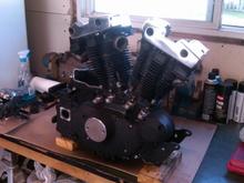 This is the original number's matching 1000 cc ironhead. What started out as a valve job, ended up being a complete rebuild. Mods include a 4 5/8" S&amp;S stroker and Andrews cams. With the .020" overbore, it now displaces 75 ci's (1223 cc's).