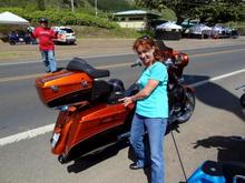 Cindy loves her hubby's new bike