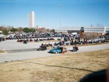 End of run...This was one of 2 lots to park. The other was up the hill behind this one. So when you look at the other pics there are much more in the far distance. An estimated 4K bikes.