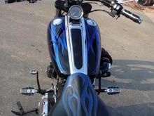 TOP VIEW
High-End Custom Seat - Tribal w/ Alligator
Kuryakyn Hand Grips and Footpegs
Powdercoated Bars and Speedo Housing
Kuryakyn Mirrors w/ Integral Turn Signals
