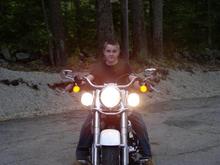My son on the Fatboy