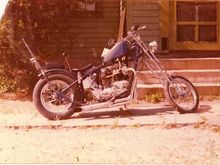 '68 Triumph Bonneville chopper, sometime in the late 70's.