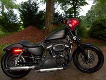 new pipes..wrapped headers...1973 red metal flake arthur fulmer brain bucket