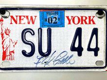 old style that's on my DR 350 dual sport. This plate is signed by Pro & college Hall of Famer Floyd Little who wore 44 at Syracuse.
