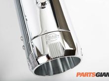Massive aluminum muffler end cap is 4-1/2" across!