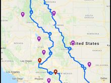 I have done some of this since I laid out the original map, but bit would be loosely based on this run.... two to three weeks should get this rounder done nicely... with Big Bend National Park in Texas being the turn around point. Have to stay away from the high passes that time of year.