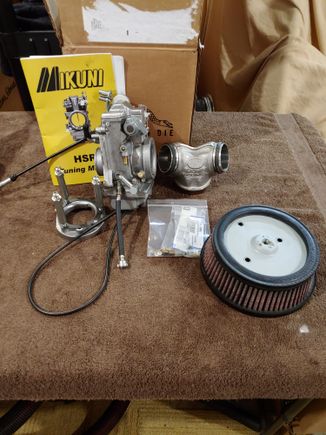 Hsr 42, S&S twin cam intake. Washabke hi flow filter (no name) extra jets and needles.