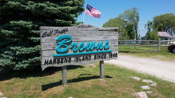 Restaurant on Harsens Island. We had lunch here. Burgers and beer. Great food and perfect place right on the north channel of the St. Clair river. Very popular place for boaters.