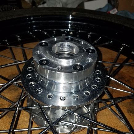 Hawg Halters rotor Spacer. You can see the gap between the hub and spacer that wasn't  even.  Hopefully i got the issue fixed for good.