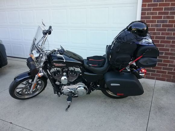 Bike loaded to start trip.