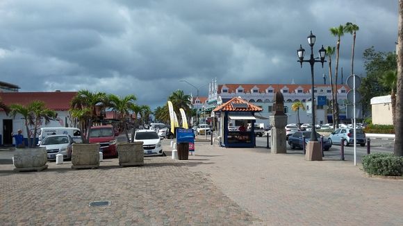 Looking down the Main Street of Oranjestad.