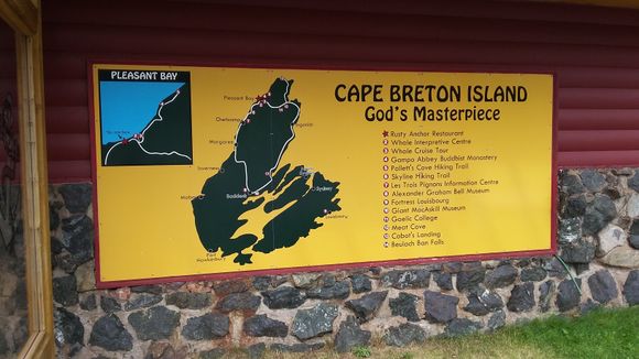 Day 6 - The Cape Breton Island map on the wall at the Rusty Anchor restaurant.