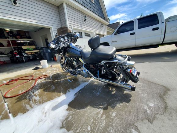 Hand washed twice with car shampoo and Dawm