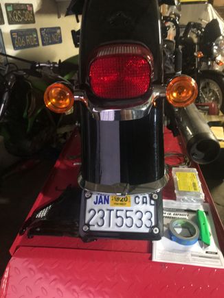 Off the fender and where I like it. Now to add the license plate light.