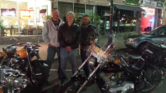 3 of us outside a famous burger joint in Middletown CT called Corey's Catsup and Mustard.  2 Shovels and an Evo.
