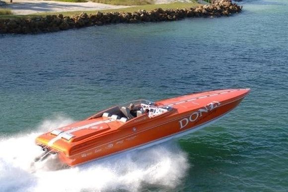 This was the factory boat that inspired by color change. I had the good fortune to run this boat with Craig who owned Cigarette Racing at one time and was serving as President of Donzi Marine. Fast little stock boat at 115 mph.