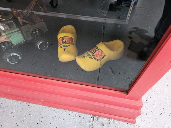 I have a friend who lives in the Netherlands. He is an expert on Route 66. He's written a book about it, and brings folks from Europe here once or twice a year and takes them on a detailed motorcycle tour of The Mother Road. In Galena KS there is a small museum about Route 66. My friend brought a pair of wooden shoes from Amsterdam on one of his tours which was placed in a showcase.