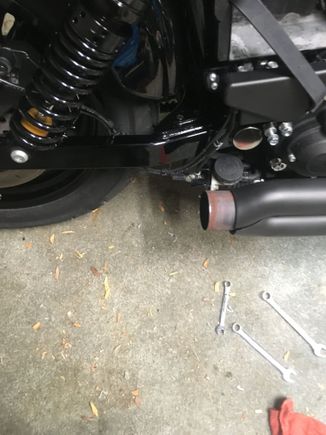 I loosened the bracket nuts to the pipe, and removed the bracket from the bike instead of the pipe.