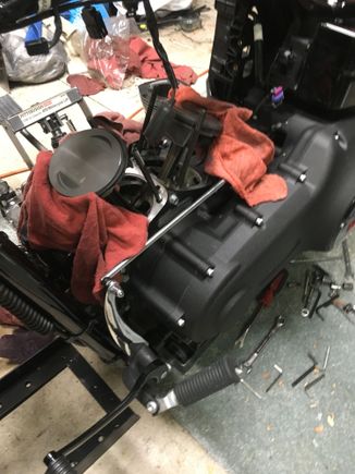 Lubricate the Pistons with a little oil, then Install the new Pistons by installing one c clip in each, then installing them onto the rods, that way you only have to put one c clip on while it's over the engine.