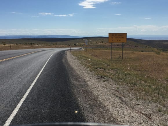 Yup, the sign says it all. Heading down into the valley where Vernal is.