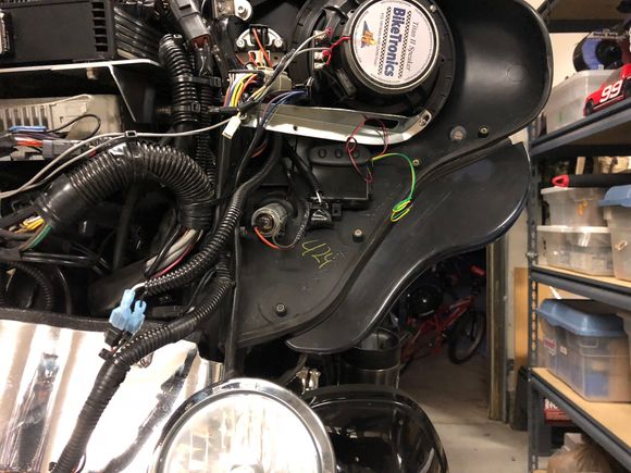 Mounted the homelink in the fairing with the 3M heavy duty velcro.