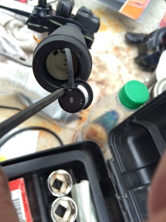 There and hole in the plug that a allen wrench aids it the installation.