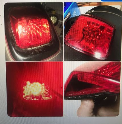 HD LED tailight
$55 shipped *see description*
This picture shows it installed on my bike, in my hand, installed and turned on to show working condition, and bottom right pic shows the small separation of lens from base, has since been glued, and siliconed. That why I show it on my bike, to show what it looks like.
I used this one on my bike until I bought a smoked one