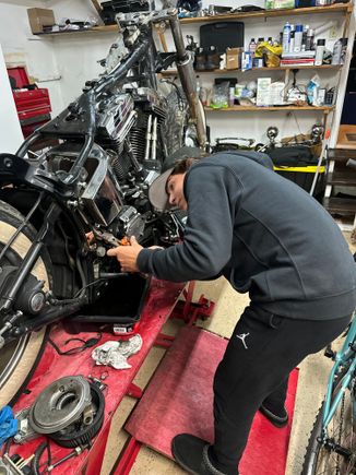 My little dude helping