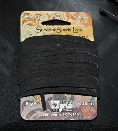 1/8" leather lacing, from local craft store