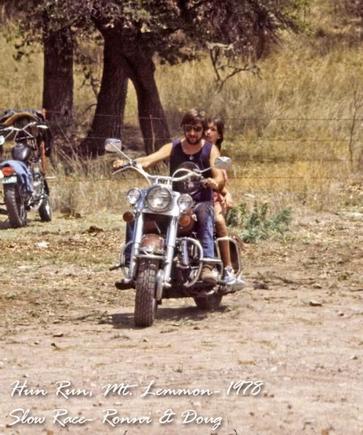Ronni &amp; Dad on my first Harley, a 1964 FLH Panhead, that I rode for 8 years.