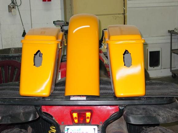 Custom rear fender, bags with built in LED tailights.